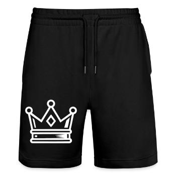 Crown Symbol - Stanley/Stella Trainer Unisex Organic Jogging Shorts - black - Front - Nik (191cm) & Marisol (170cm)