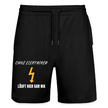 Nothing works without electricians – electricity craftsmen - Stanley/Stella Trainer Unisex Organic Jogging Shorts - black - Front - Nik (191cm) & Marisol (170cm)