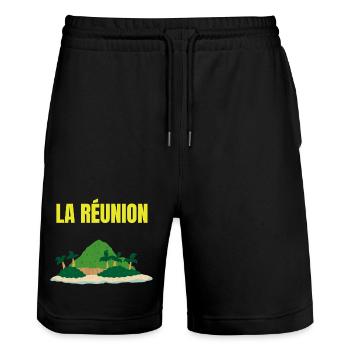 T-shirt île La Réunion tropicale - Short de jogging bio TRAINER Stanley/Stella unisexe - noir - Devant - Nik (191cm) & Marisol (170cm)