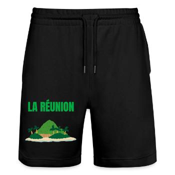 T-shirt île La Réunion tropicale - Short de jogging bio TRAINER Stanley/Stella unisexe - noir - Devant - Nik (191cm) & Marisol (170cm)