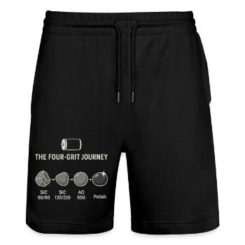 Der Vier-Schritte-Schleifprozess - Stanley/Stella Unisex Bio Joggingshorts Trainer  - Schwarz - Vorne - Nik (191cm) & Marisol (170cm)