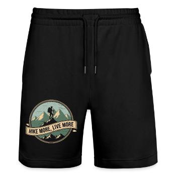 Hiking Vintage Motif for Mountain Lovers - Stanley/Stella Trainer Unisex Organic Jogging Shorts - black - Front - Nik (191cm) & Marisol (170cm)