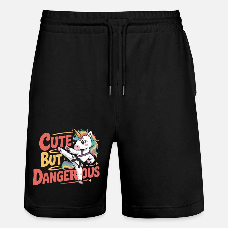 Niedlich doch gefährlich Einhorn Karate - Stanley/Stella Trainer Unisex Organic Jogging Shorts - black
