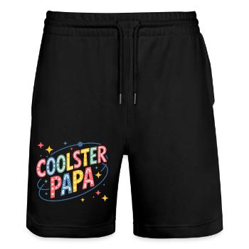 Coolest Dad Neon Retro Design - Stanley/Stella Trainer Unisex Organic Jogging Shorts - black - Front - Nik (191cm) & Marisol (170cm)