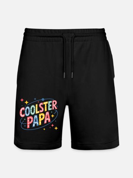 Coolest Dad Neon Retro Design - Stanley/Stella Trainer Unisex Organic Jogging Shorts - black