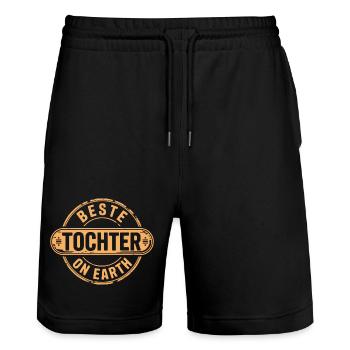 Beste Tochter Geschenkidee - Stanley/Stella Unisex Bio Joggingshorts Trainer  - Schwarz - Vorne - Nik (191cm) & Marisol (170cm)