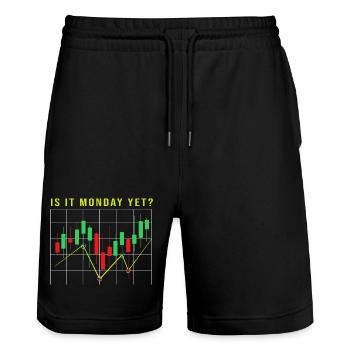 Actions, Finance, Monnaie, Trading, Bitcoin Capital - Short de jogging bio TRAINER Stanley/Stella unisexe - noir - Devant - Nik (191cm) & Marisol (170cm)