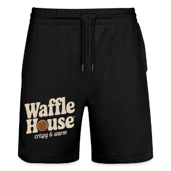 Waffle House – Crispy & Warm - Stanley/Stella Unisex Bio Joggingshorts Trainer  - Schwarz - Vorne - Nik (191cm) & Marisol (170cm)