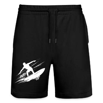 Energetic Surfer Illustration Surfing - Stanley/Stella Trainer Unisex Organic Jogging Shorts - black - Front - Nik (191cm) & Marisol (170cm)