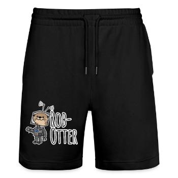 Rob-Otter - Halb Otter halb Roboter Flachwitz! - Stanley/Stella Unisex Bio Joggingshorts Trainer  - Schwarz - Vorne - Nik (191cm) & Marisol (170cm)