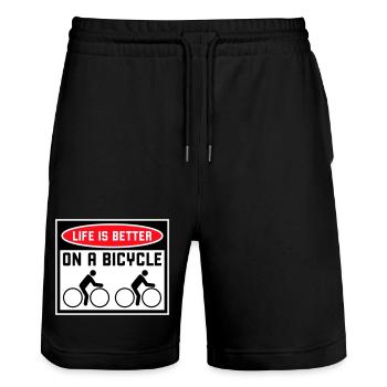 La vie est meilleure à vélo. Cyclisme Sport - Short de jogging bio TRAINER Stanley/Stella unisexe - noir - Devant - Nik (191cm) & Marisol (170cm)