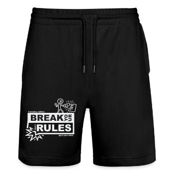 Brise tes règles ridicules - édition sans cadre - Short de jogging bio TRAINER Stanley/Stella unisexe - noir - Devant - Nik (191cm) & Marisol (170cm)
