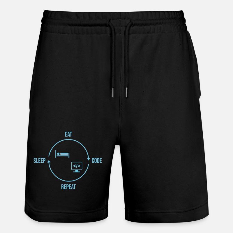Eat Sleep Code Repeat - Programmer Cycle - Stanley/Stella Trainer Unisex Organic Jogging Shorts - black