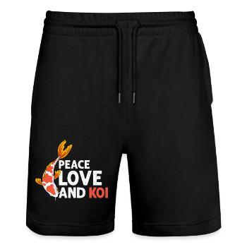 Zen Vibes and Koi Passion Calm Pond Lifestyle - Stanley/Stella Unisex Bio Joggingshorts Trainer  - Schwarz - Vorne - Nik (191cm) & Marisol (170cm)