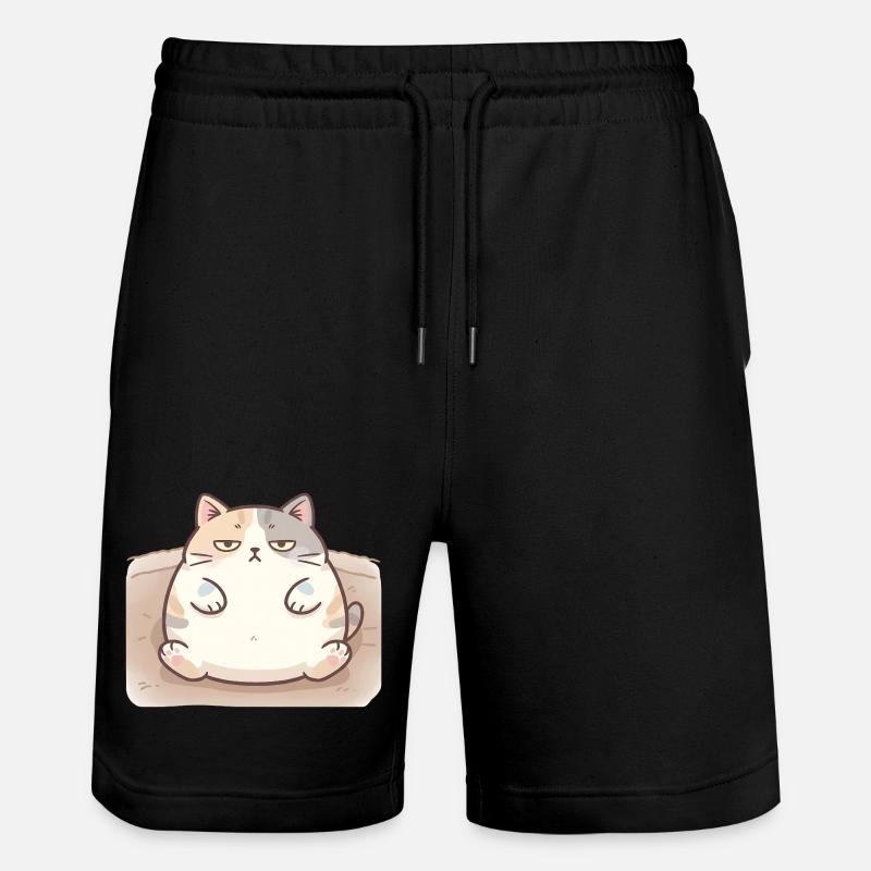Flauschige dicke Katze in Stillpose - Stanley/Stella Unisex Bio Joggingshorts Trainer  - Schwarz