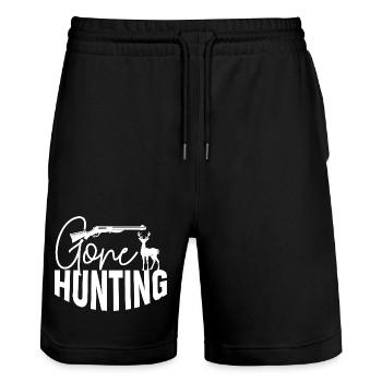 Gone Hunting - Stanley/Stella Unisex Bio Joggingshorts Trainer  - Schwarz - Vorne - Nik (191cm) & Marisol (170cm)