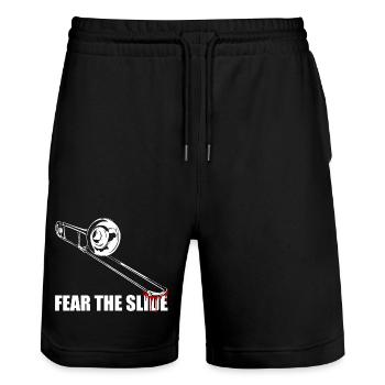 Fear the slide Trombone Trombone Player Trombonist - Stanley/Stella Trainer Unisex Organic Jogging Shorts - black - Front - Nik (191cm) & Marisol (170cm)