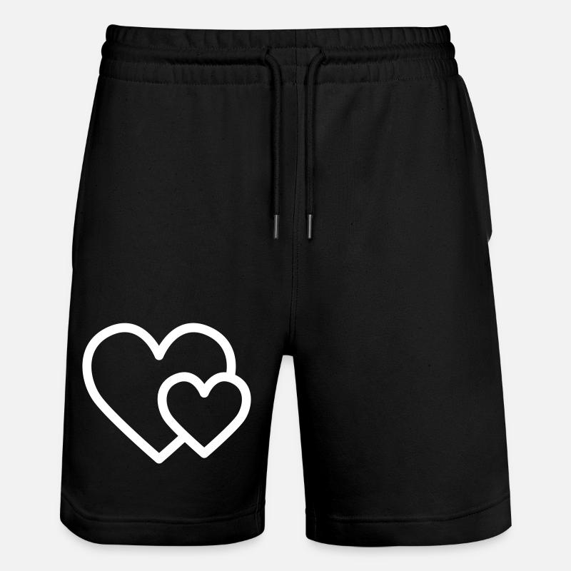 Kleines Herz vor großem Herz - Stanley/Stella Unisex Bio Joggingshorts Trainer  - Schwarz