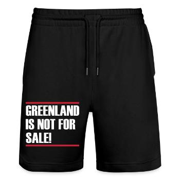 Greenland Is Not For Sale - Stanley/Stella Unisex Bio Joggingshorts Trainer  - Schwarz - Vorne - Nik (191cm) & Marisol (170cm)