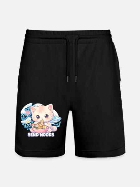 Ramen Cat Kanagawa - Stanley/Stella Trainer Unisex Organic Jogging Shorts - black