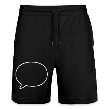 Sprechblase Comic selbst gestalten personalisieren - Stanley/Stella Unisex Bio Joggingshorts Trainer  - Schwarz - Vorne - Nik (191cm) & Marisol (170cm)