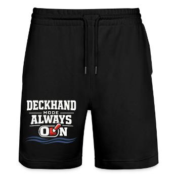 Seamanship Gift for Deckhand Ocean Work - Stanley/Stella Trainer Unisex Organic Jogging Shorts - black - Front - Nik (191cm) & Marisol (170cm)