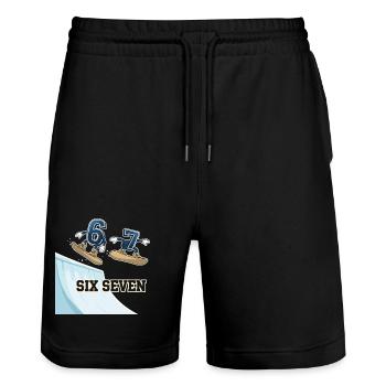 67 Six Seven Meme Snowboarding Funny - Stanley/Stella Trainer Unisex Organic Jogging Shorts - black - Front - Nik (191cm) & Marisol (170cm)