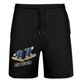6 7 Six Seven Snowboard Meme - Short de jogging bio TRAINER Stanley/Stella unisexe - noir - Devant - Nik (191cm) & Marisol (170cm)