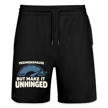 Perimenopause Humor Perimenopause - Stanley/Stella Unisex Bio Joggingshorts Trainer  - Schwarz - Vorne - Nik (191cm) & Marisol (170cm)