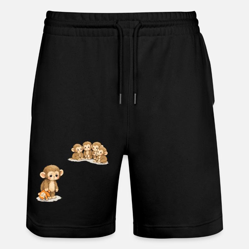 Baby Monkey Punch - Viral Sad Monkey - Stanley/Stella Trainer Unisex Organic Jogging Shorts - black
