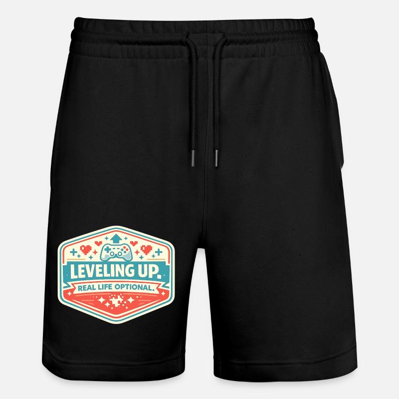 Leveling Up Gaming Badge - Stanley/Stella Trainer Unisex Organic Jogging Shorts - black