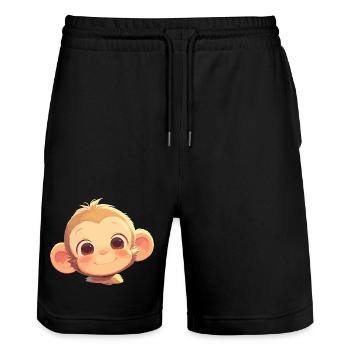 Macaque Macaque - Stanley/Stella Trainer Unisex Organic Jogging Shorts - black - Front - Nik (191cm) & Marisol (170cm)