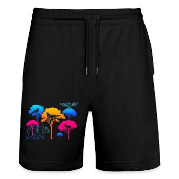 Neon Forest - Stanley/Stella Unisex Bio Joggingshorts Trainer  - Schwarz - Vorne - Nik (191cm) & Marisol (170cm)