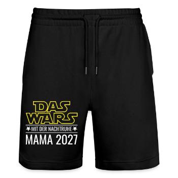 Mama 2027 - Das wars mit der Nachtruhe - Stanley/Stella Unisex Bio Joggingshorts Trainer  - Schwarz - Vorne - Nik (191cm) & Marisol (170cm)