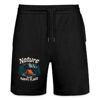 Camping, la nature dit que la nature est mon lieu de plaisir, campez - Short de jogging bio TRAINER Stanley/Stella unisexe - noir - Devant - Nik (191cm) & Marisol (170cm)