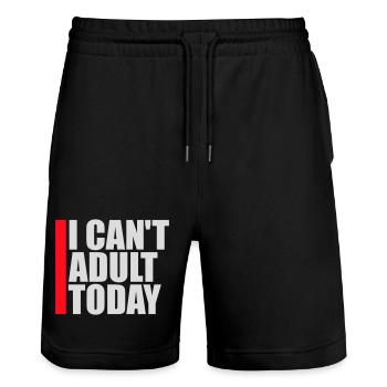I Can't Adult Today Funny Adult Saying Logo - Stanley/Stella Trainer Unisex Organic Jogging Shorts - black - Front - Nik (191cm) & Marisol (170cm)