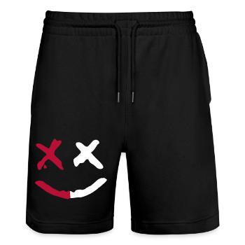 Evil Smile.y Face X-Eyes Graffiti Red White - Stanley/Stella Trainer Unisex Organic Jogging Shorts - black - Front - Nik (191cm) & Marisol (170cm)
