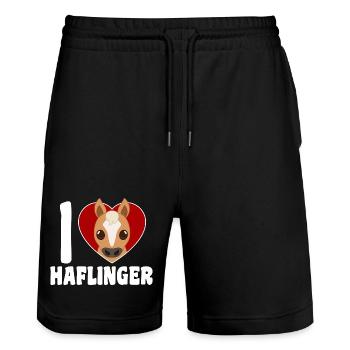 J’adore le cœur Haflinger - Short de jogging bio TRAINER Stanley/Stella unisexe - noir - Devant - Nik (191cm) & Marisol (170cm)