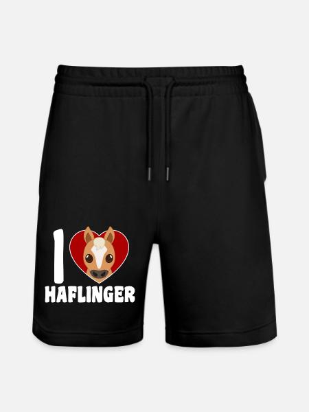 I love Haflinger heart - Stanley/Stella Trainer Unisex Organic Jogging Shorts - black