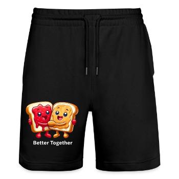 PBJ Sandwich Erdnussbutter Marmelade beste Freunde - Stanley/Stella Unisex Bio Joggingshorts Trainer  - Schwarz - Vorne - Nik (191cm) & Marisol (170cm)