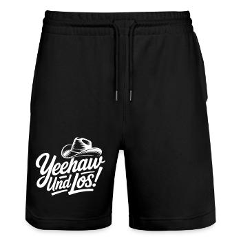 Yeahhaw Und Los! Cowboy Stil - Stanley/Stella Unisex Bio Joggingshorts Trainer  - Schwarz - Vorne - Nik (191cm) & Marisol (170cm)