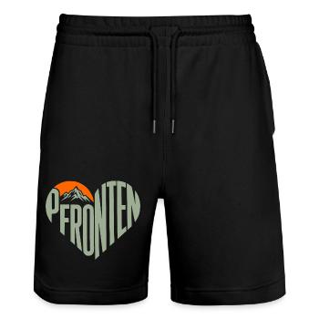 Pfronten Bergherz Panorama - Stanley/Stella Unisex Bio Joggingshorts Trainer  - Schwarz - Vorne - Nik (191cm) & Marisol (170cm)