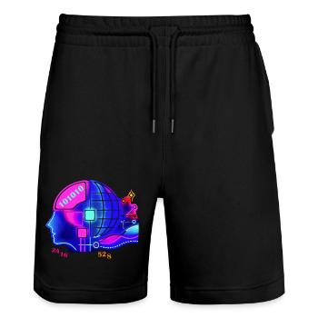Verschmelzung von KI und menschlicher Intelligenz - Stanley/Stella Unisex Bio Joggingshorts Trainer  - Schwarz - Vorne - Nik (191cm) & Marisol (170cm)