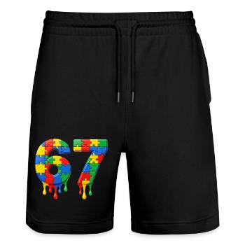 67. Geburtstag Awesome Since 1959 Legend Geboren  - Stanley/Stella Unisex Bio Joggingshorts Trainer  - Schwarz - Vorne - Nik (191cm) & Marisol (170cm)