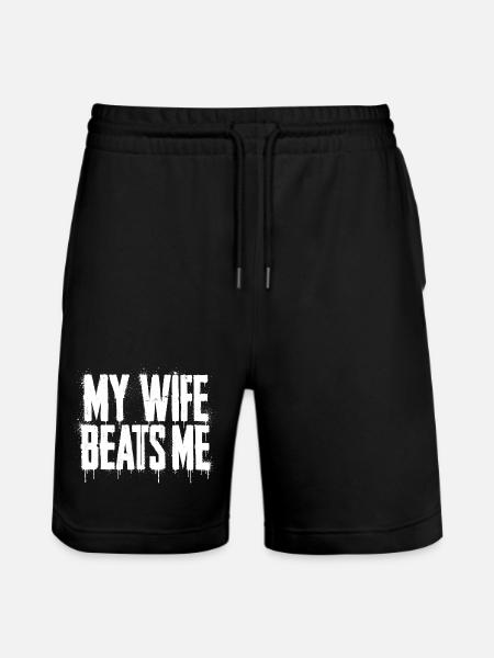 Grunge spray text with splashes - Stanley/Stella Trainer Unisex Organic Jogging Shorts - black