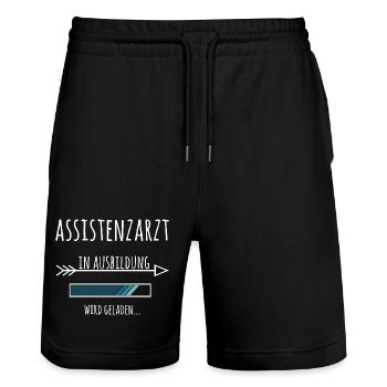 Assistenzarzt Ausbildung Medizinstudium Arzt  - Stanley/Stella Unisex Bio Joggingshorts Trainer  - Schwarz - Vorne - Nik (191cm) & Marisol (170cm)