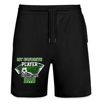 Soccer Dad Gift My Favorite Player Calls Me Dad - Stanley/Stella Trainer Unisex Organic Jogging Shorts - black - Front - Nik (191cm) & Marisol (170cm)