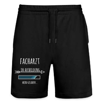 Facharzt Ausbildung Medizinstudium Arzt Medizin  - Stanley/Stella Unisex Bio Joggingshorts Trainer  - Schwarz - Vorne - Nik (191cm) & Marisol (170cm)