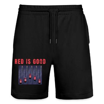 Red is good - Humor, music producer, DAW, DJ - Stanley/Stella Trainer Unisex Organic Jogging Shorts - black - Front - Nik (191cm) & Marisol (170cm)
