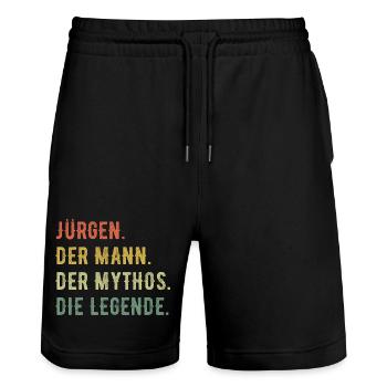 Jürgen Vorname Der Mann Der Mythos Die Legende - Stanley/Stella Unisex Bio Joggingshorts Trainer  - Schwarz - Vorne - Nik (191cm) & Marisol (170cm)
